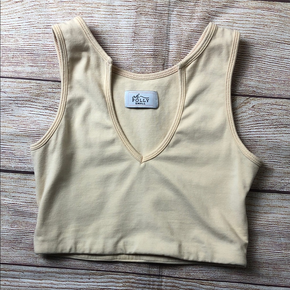Oh Polly Beige Crop Tank Top